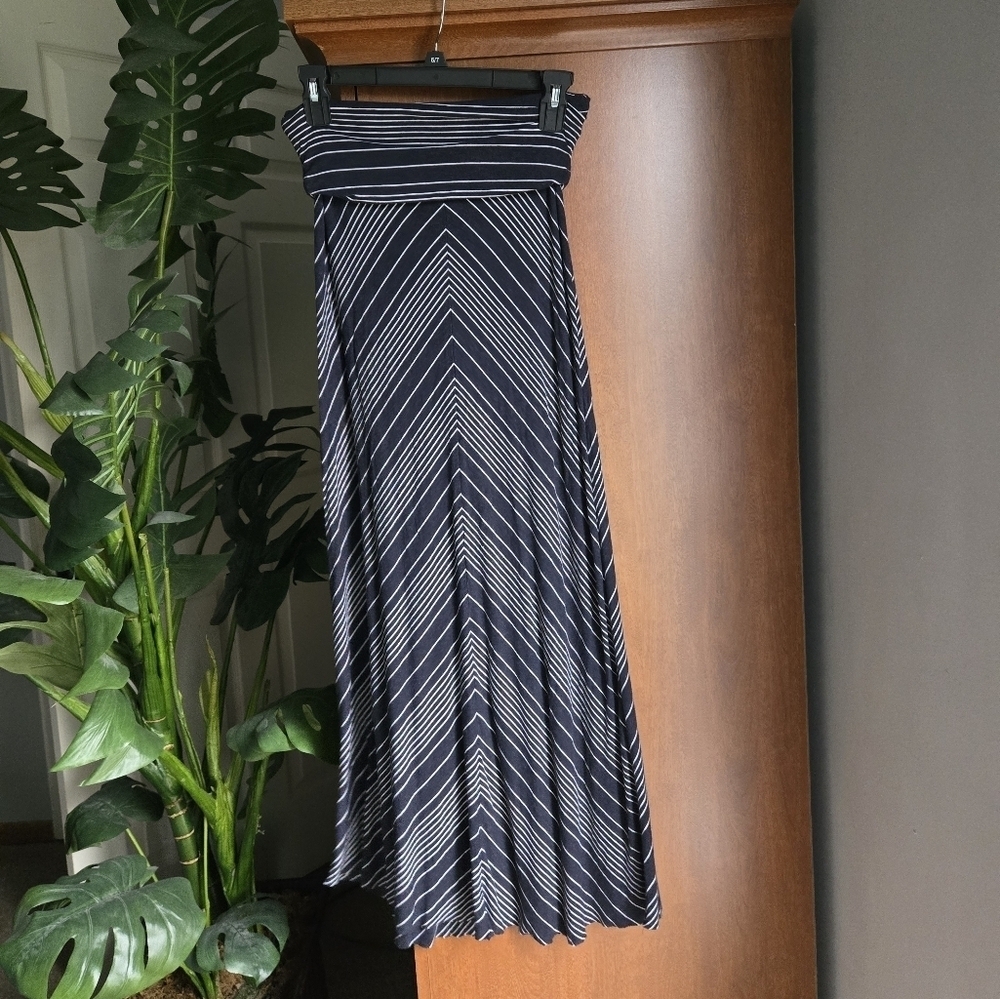 Bella Luxx Blue And White Striped Maxi Skirt